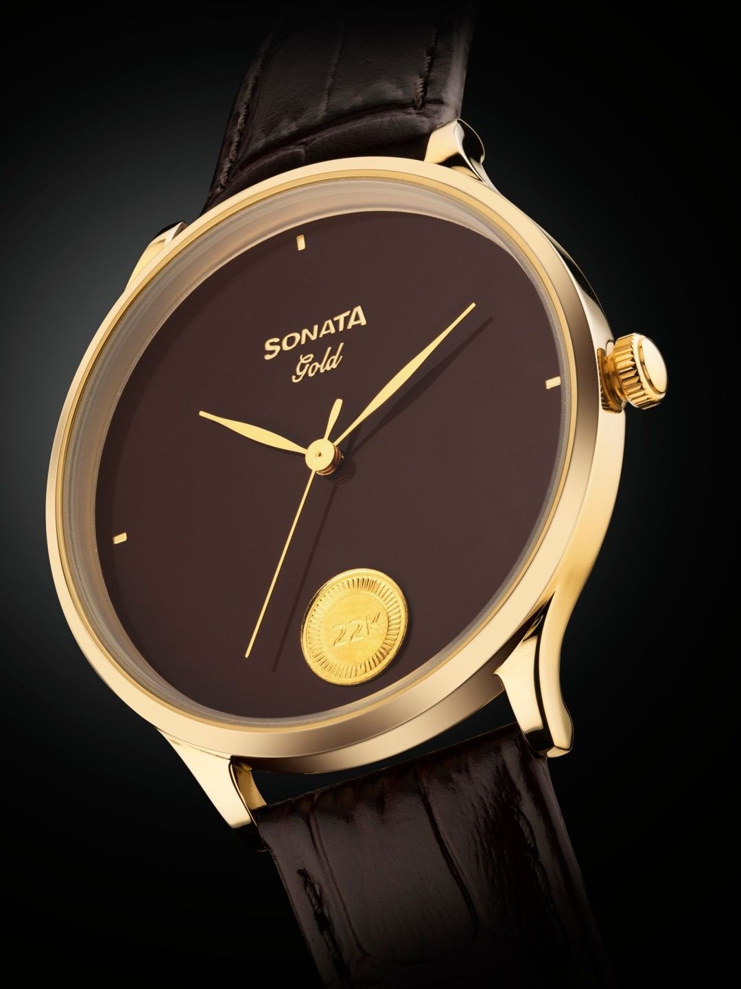 Sonata Men Gold Quartz Analog Regal Maroon with 22 Karat Gold coin Dial Watch - 7153YL03-picture-11