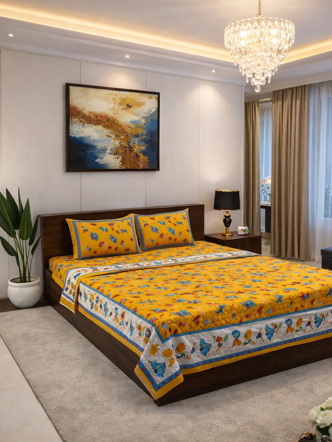 Steve & Anderson Lush 100TC Cotton Bedsheet With 2 Pillow Covers & Double Bed AC Comforter-image-46