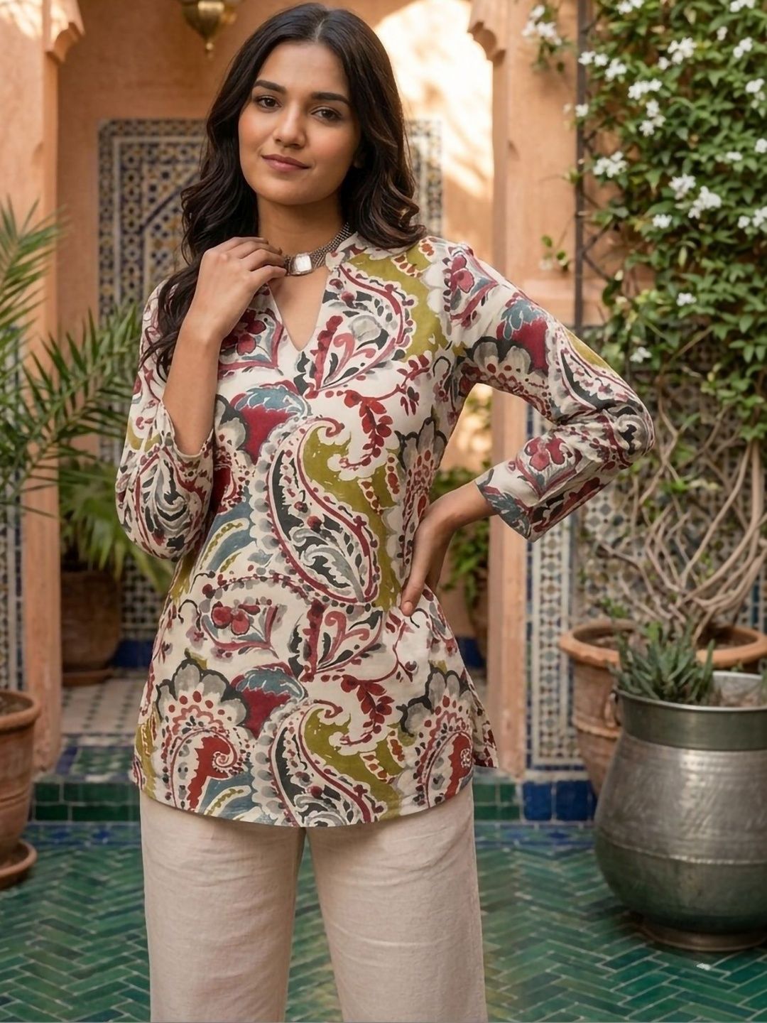 Anouk Mirage Floral Printed V-Neck Kurti-image-22
