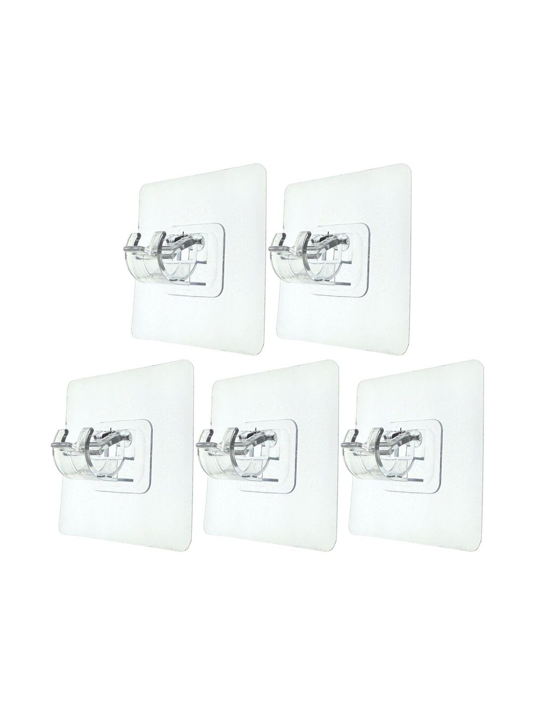 BESTZONE RETAIL MALL 5-Pcs Transparent Self Adhesive Curtain Rod Holder Hooks-picture-50