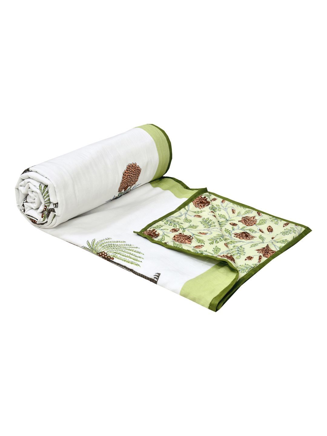 BLOCKS OF INDIA Green & Brown Ethnic Motifs AC Room 150 GSM Dohar-picture-28