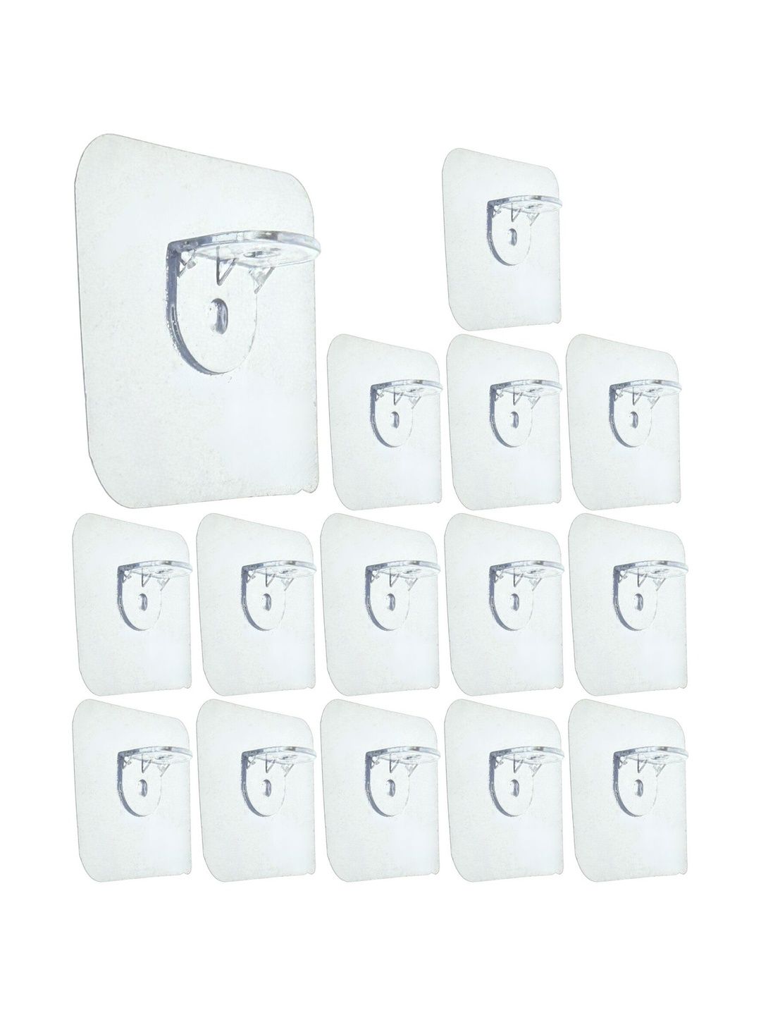 BESTZONE RETAIL MALL 15-Pcs Transparent Self Adhesive Shelf Support Bracket Hooks-image-3