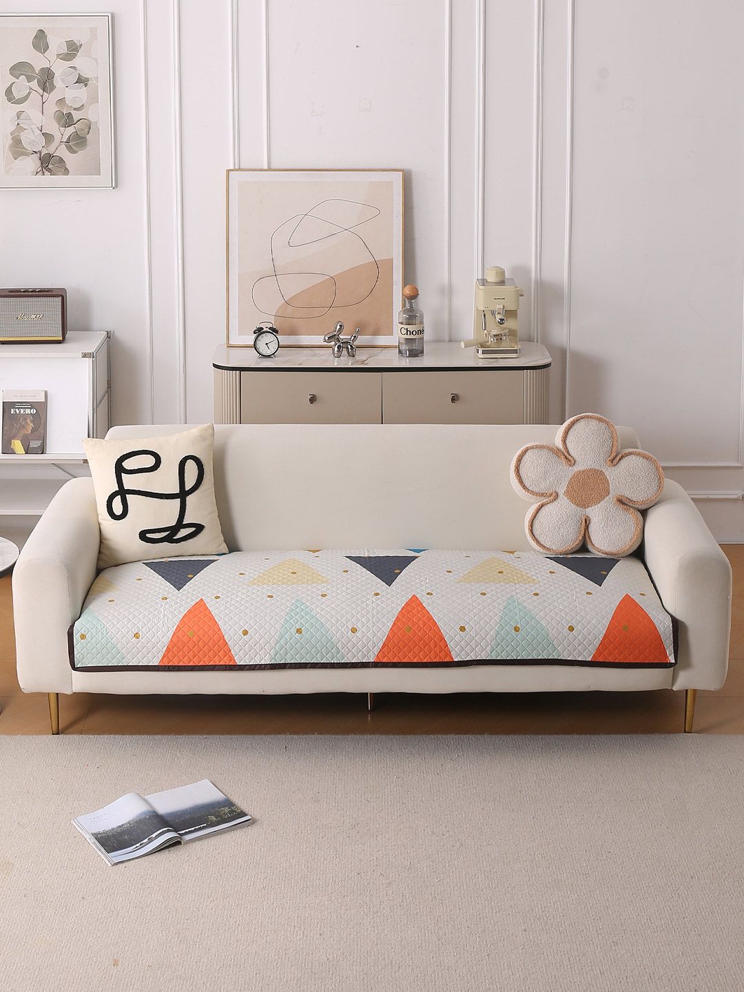 HOKIPO Multicoloured Printed 1 Piece Sofa Cover Without Arms-image-48