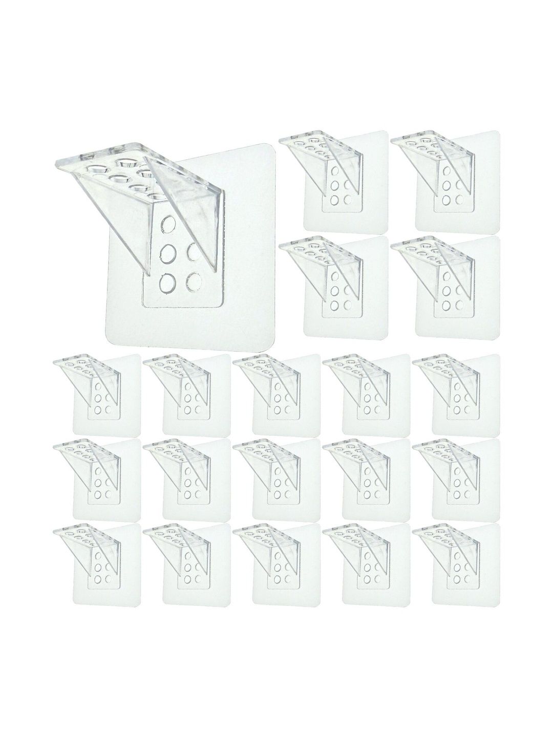 BESTZONE RETAIL MALL 20-Pcs Transparent Self Adhesive Shelf Support Bracket Hooks-image-5