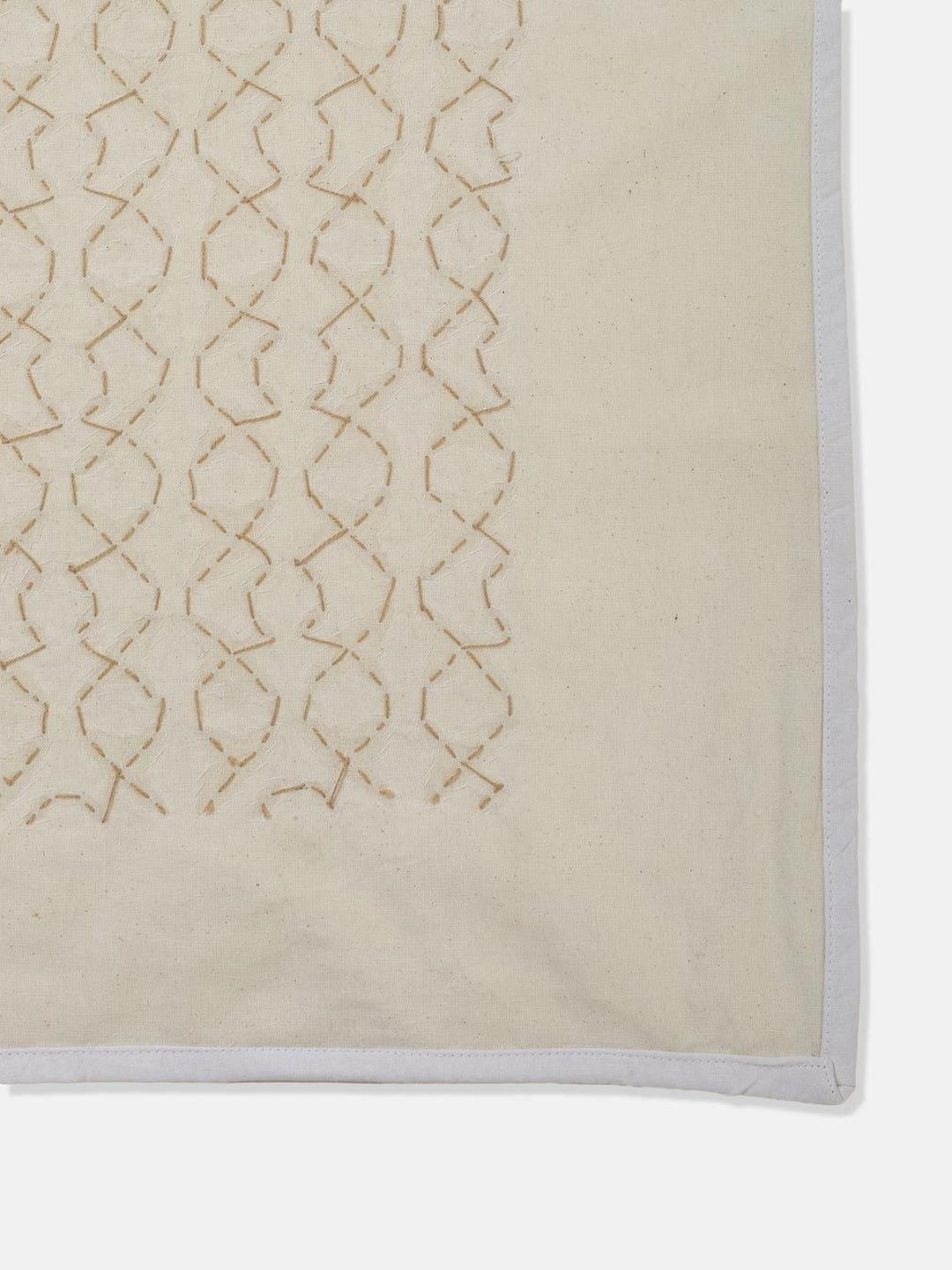 Fabindia White Embroidered Cotton 120 GSM Double Bed King Cover-picture-19