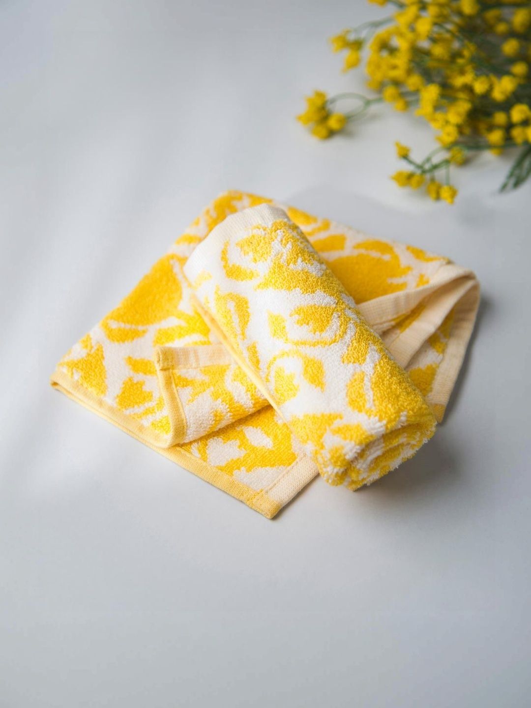 Fabindia Yellow & White 2 Piece Cotton 550 GSM Towel Set-picture-21
