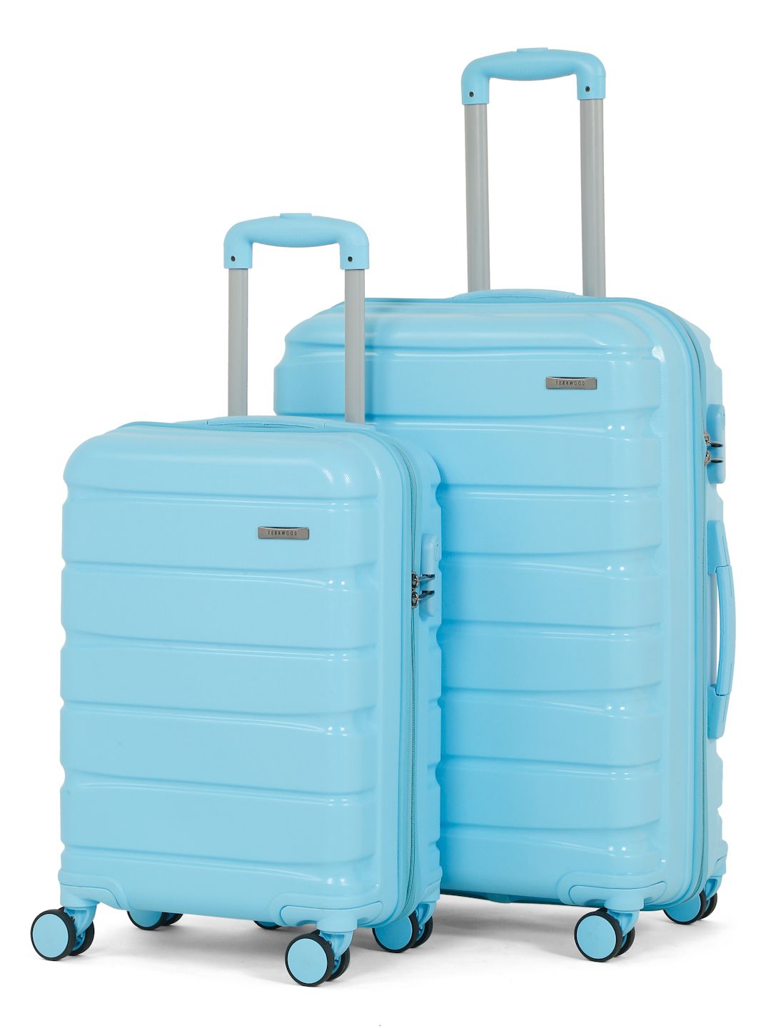Teakwood Leathers Set Of 2 Textured Hard Sided Trolley Suitcases - Cabin+Medium-image-18