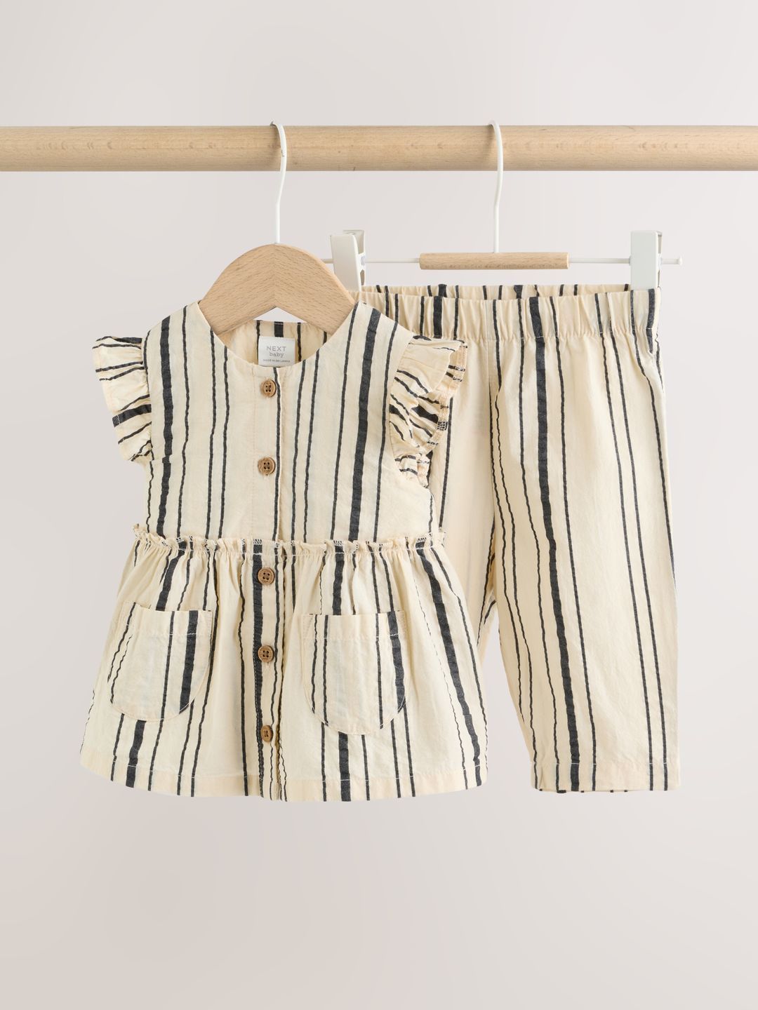 NEXT Girls Pure Cotton Striped Top with Trousers-picture-13