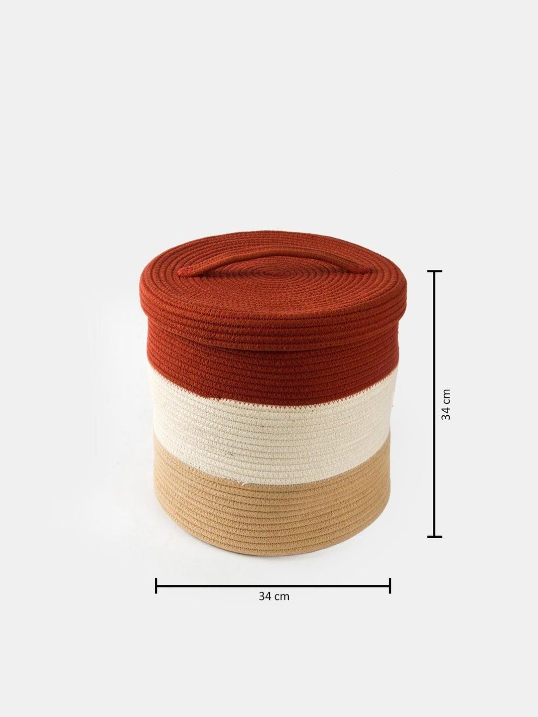 Fabindia Orange-Colored & White Textured Cotton Laundry Bag-image-4