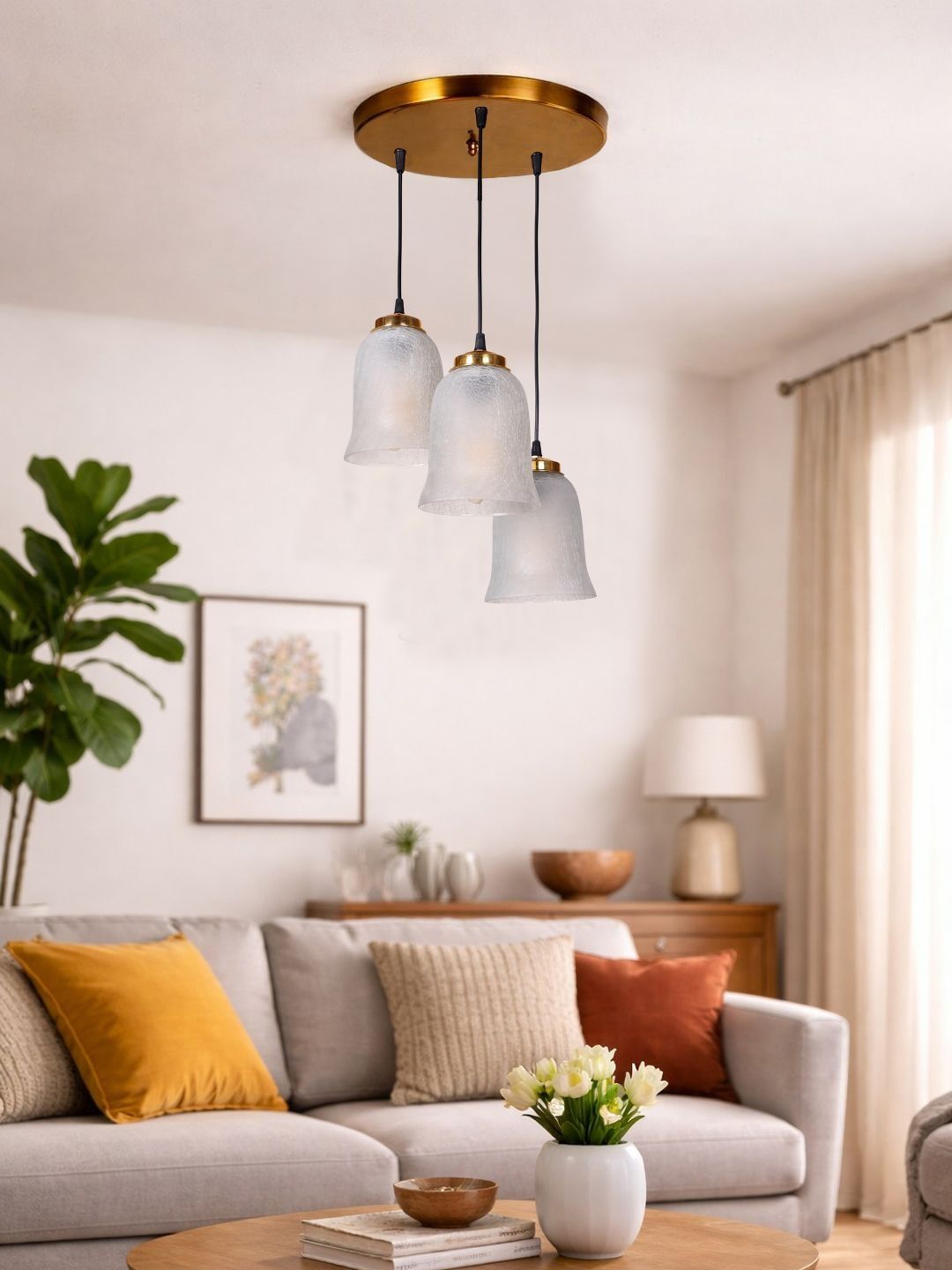 Aura Abstract Shaped Crinkle Glass Ceiling Lamp-picture-33
