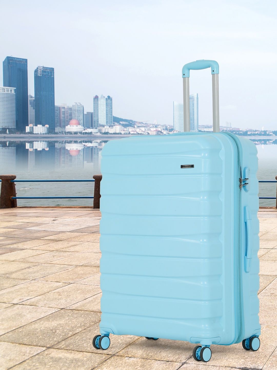 Teakwood Leathers Textured Hard Sided Large Trolley Suitcase - 96L-picture-25