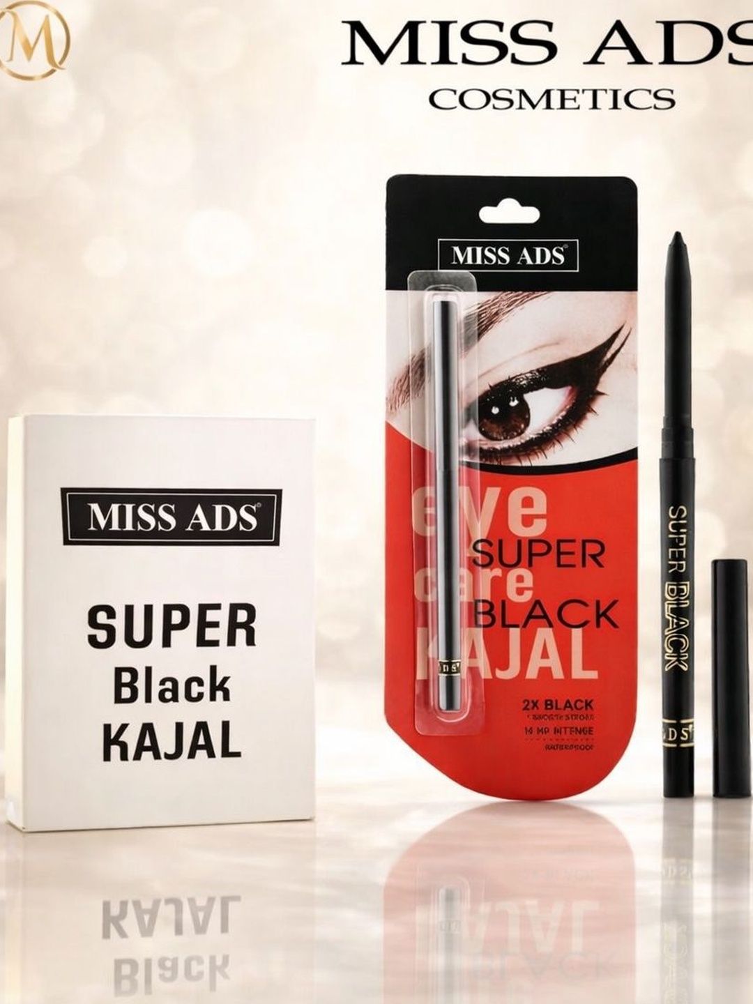 MISS ADS 24H Smudge Proof Waterproof Eye Pencil - 15 g- Extra Black-picture-1