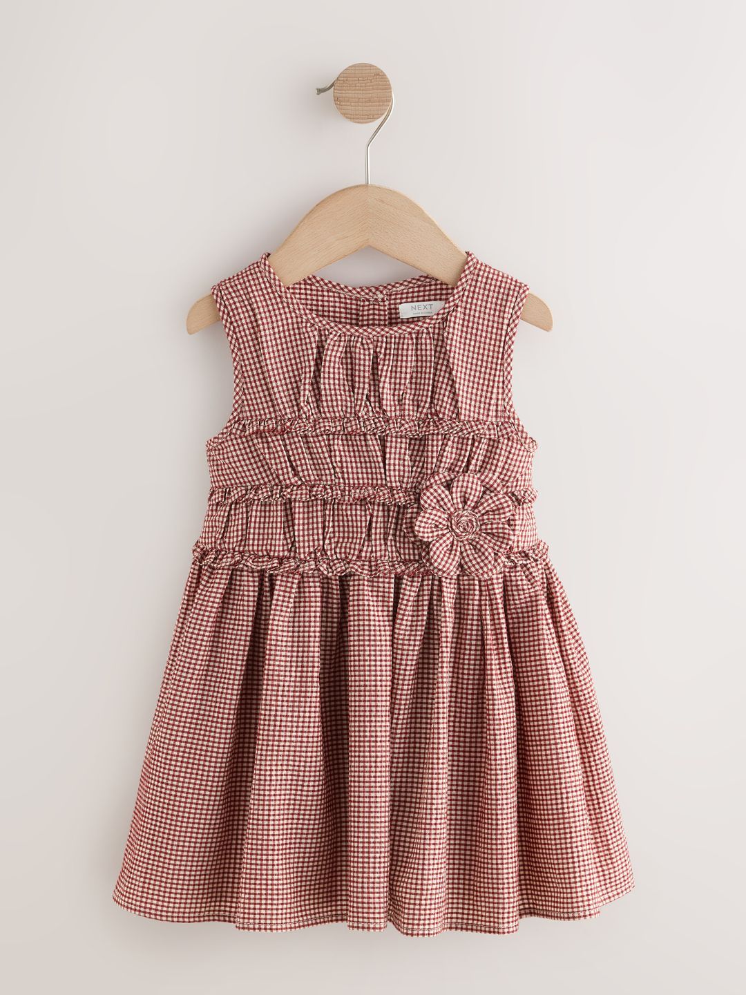 NEXT Girls Frills Flower Detail Checked A-Line Dress-picture-29
