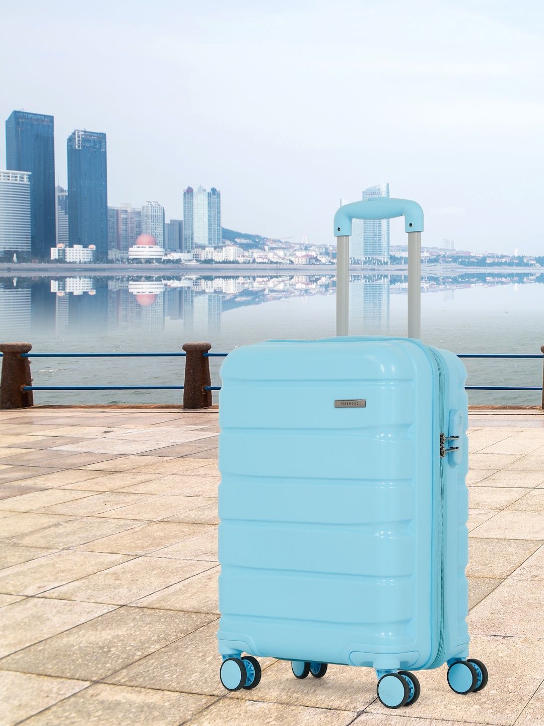 Teakwood Leathers Unisex Textured Water Resistant Cabin Trolley Suitcase-image-26