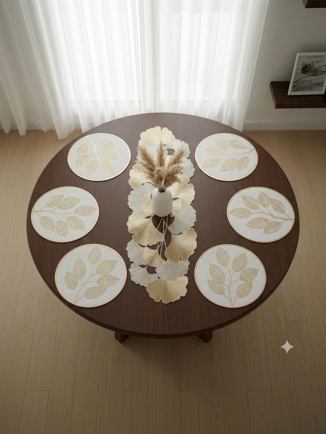 RAINBOW FURNISHINGS Petals & Tulip Table Mat Combo - 7 Pcs-picture-30