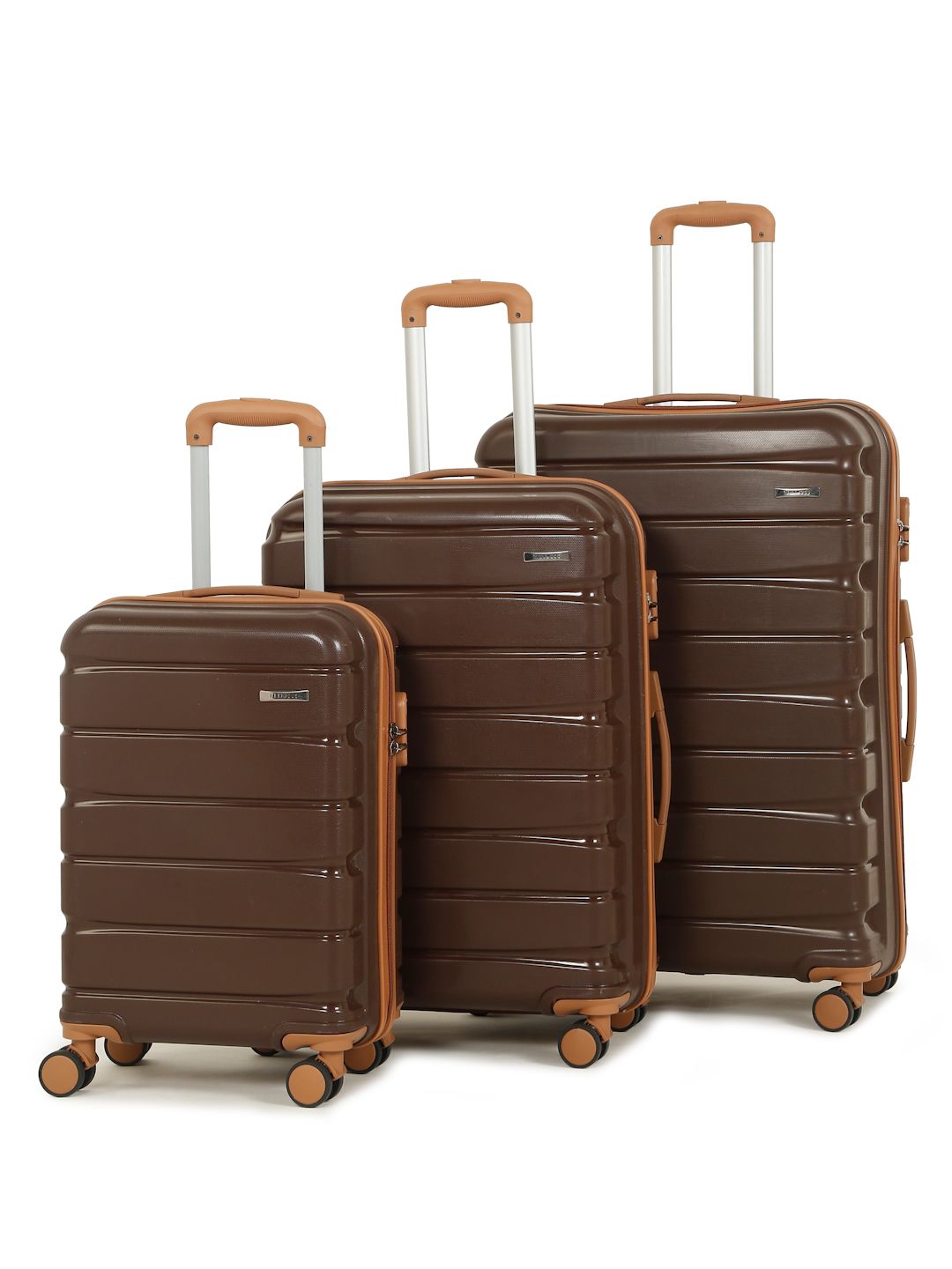 Teakwood Leathers Unisex Set Of 3 Textured Water Resistant Trolley Suitcases-picture-29