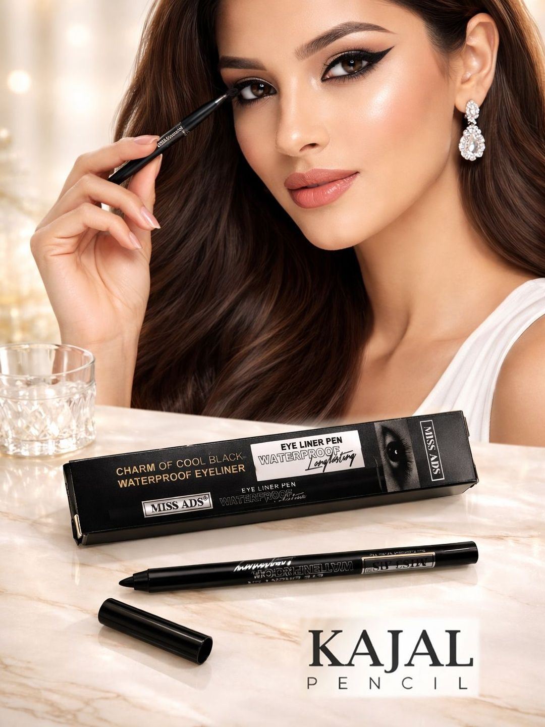 MISS ADS 24H Smudge Proof Eyeliner & Kajal Pencil - 15 g- Extra Black-picture-3