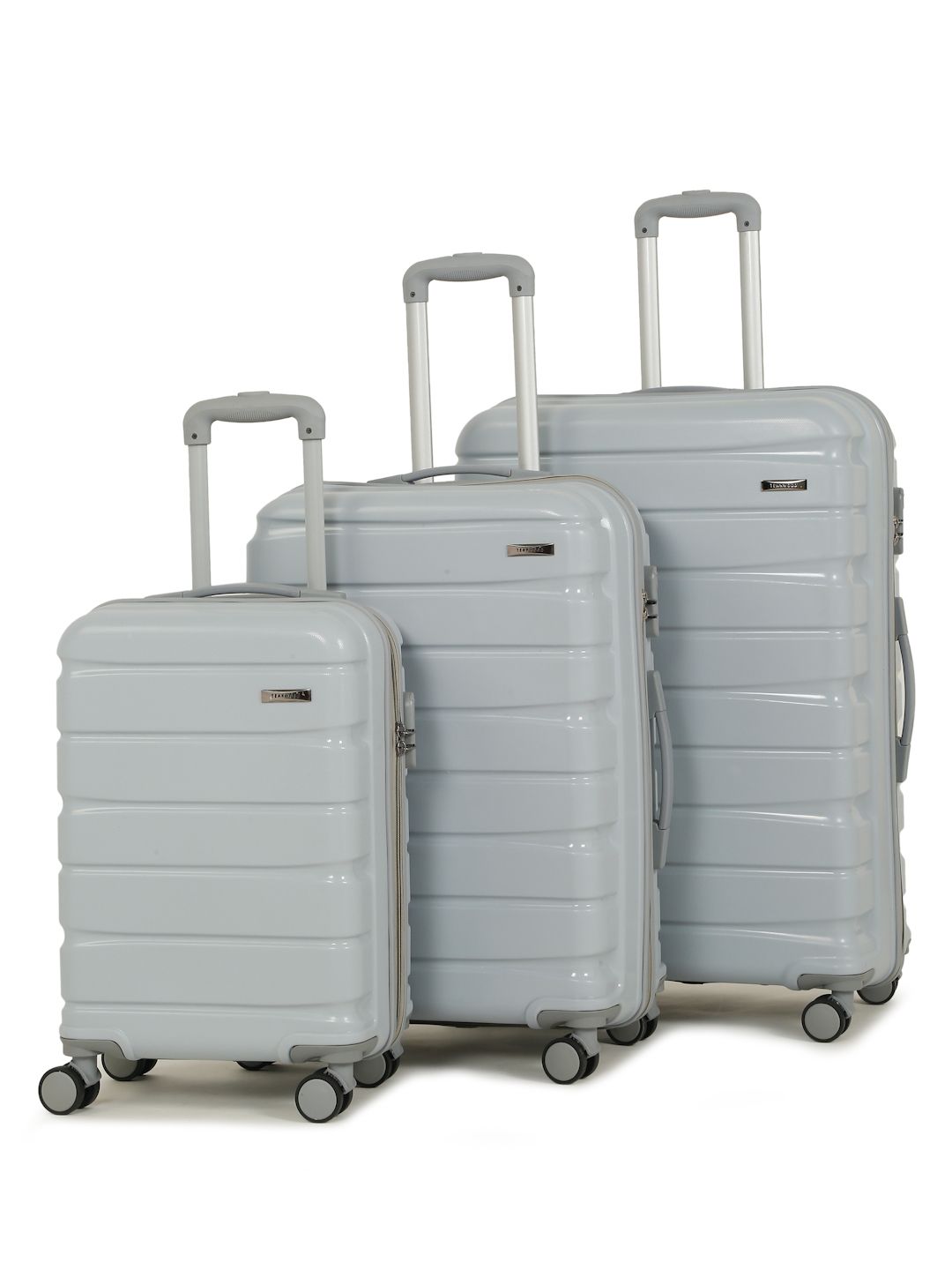 Teakwood Leathers Unisex Set Of 3 Textured Water Resistant Trolley Suitcases-image-25