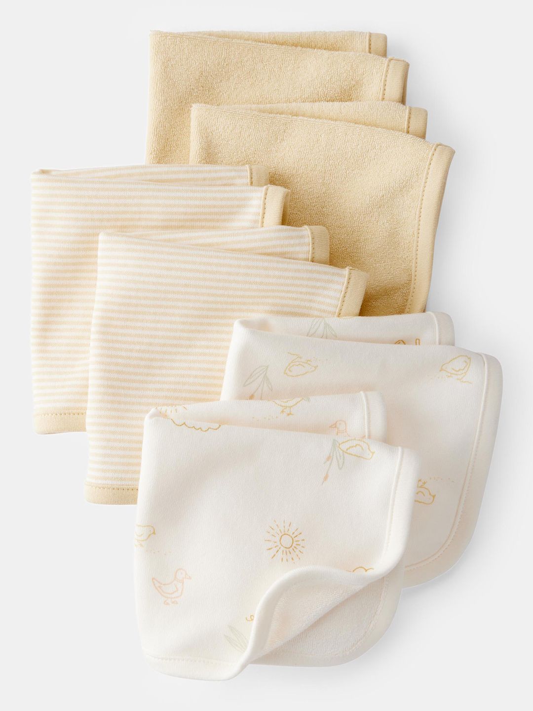 Carter's Girls Yellow & White Printed 250-GSM 6-Pcs Face Towels-picture-38