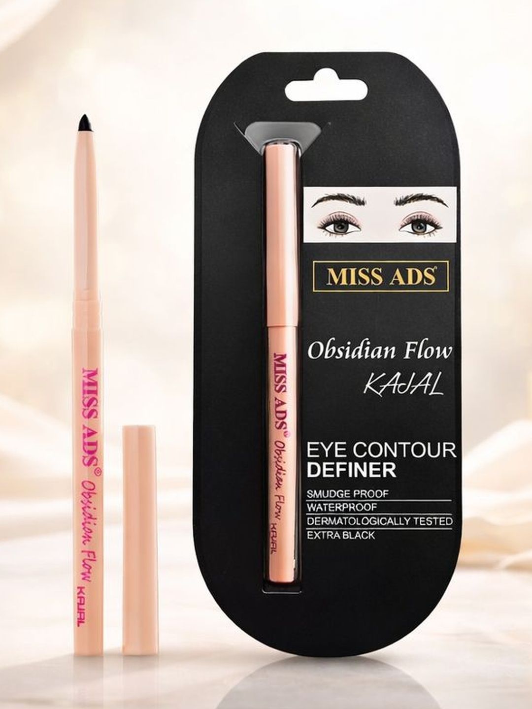MISS ADS 24H Smudge Proof Obidian Flow Kajal - 15 g- Extra Black-picture-23