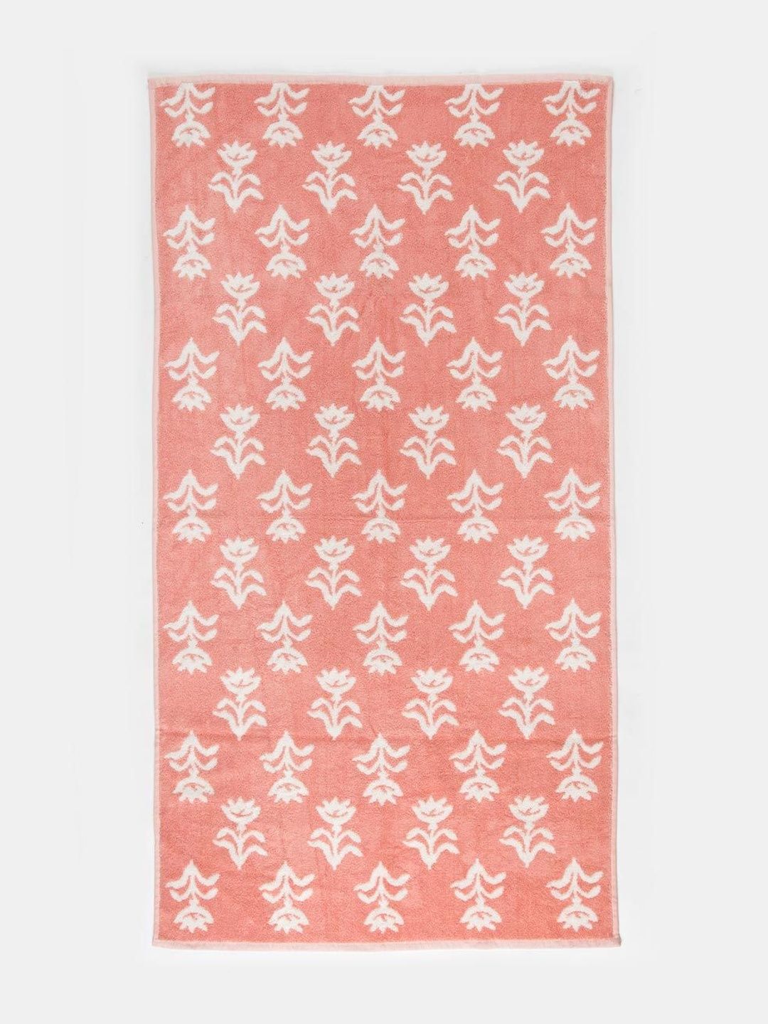 Fabindia Pink & White Woven Design 550 GSM Cotton Hand Towels-image-4