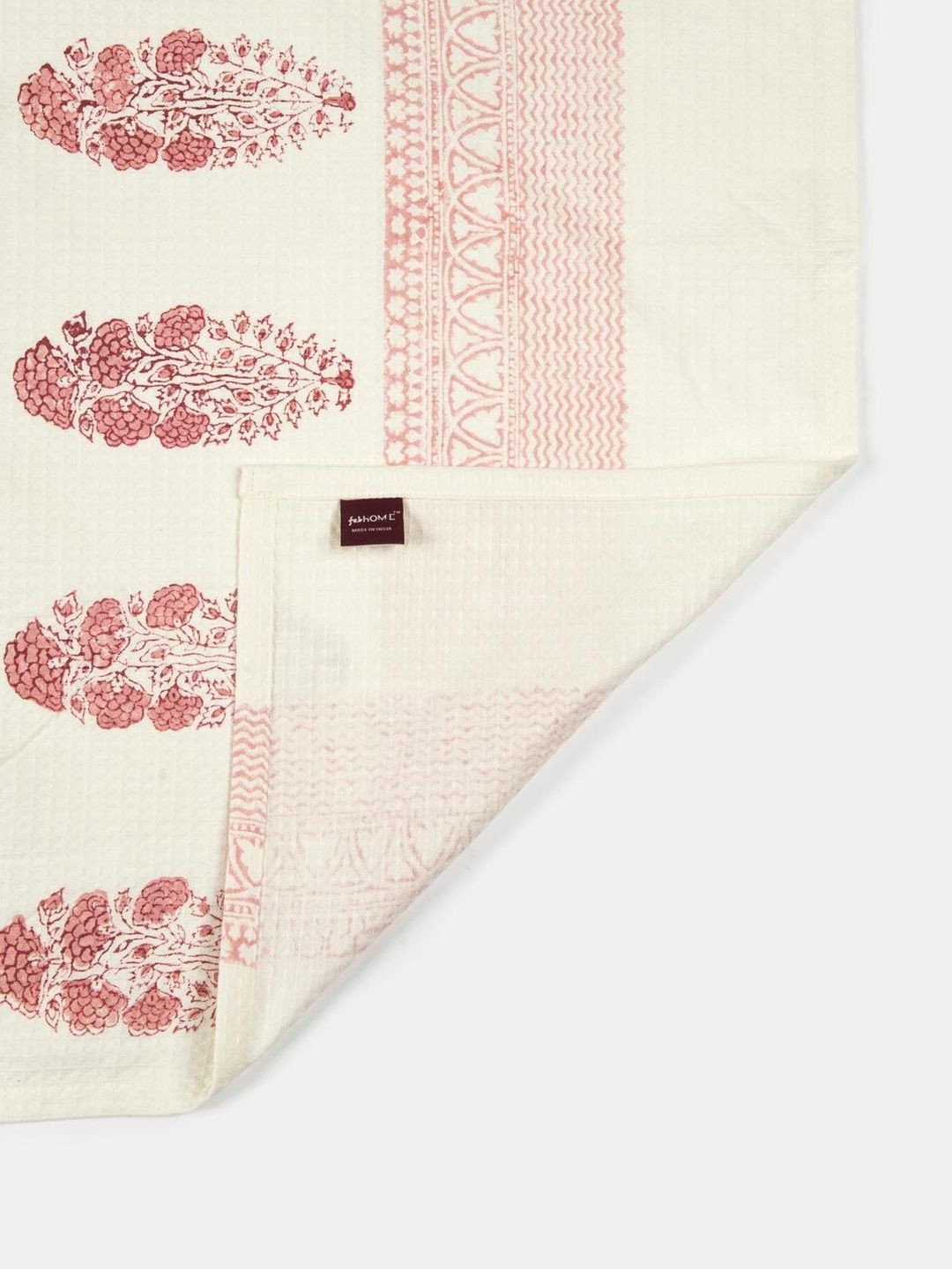 Fabindia Pink & White Printed 550 GSM Cotton Hand Towels-image-31