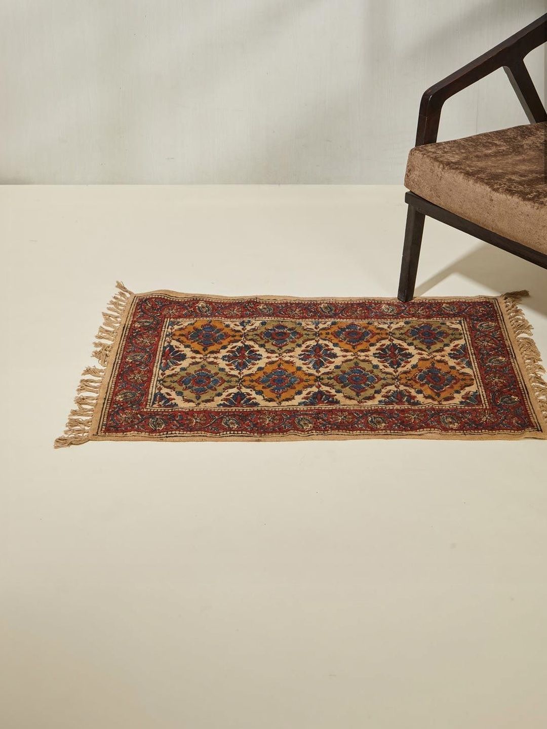 Fabindia Red & Blue Ethnic Motifs Cotton Dhurrie-image-18