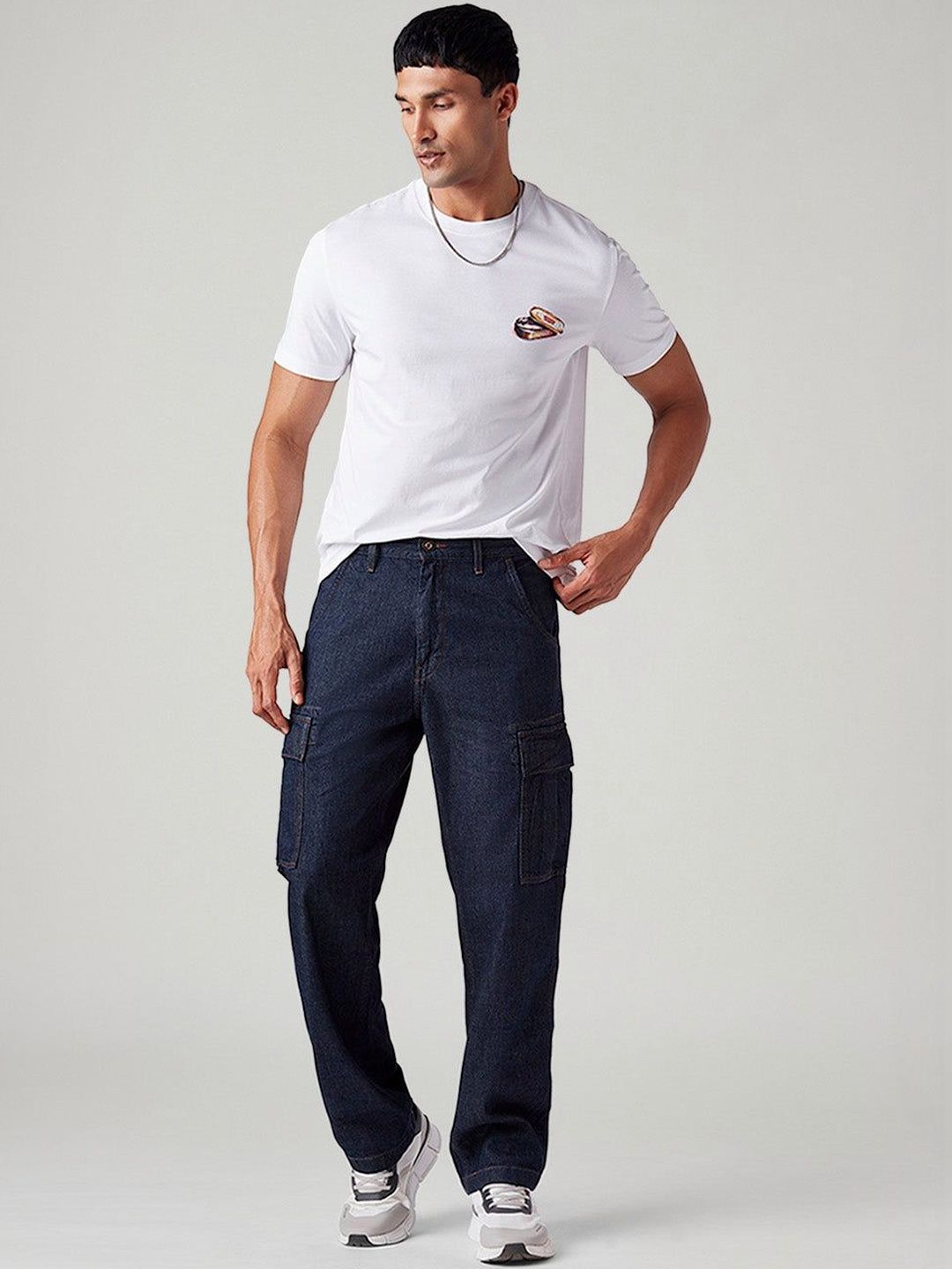 Levis Men's 568 Dark-blue Loose Fit Mid Rise Cargos Trousers-picture-10