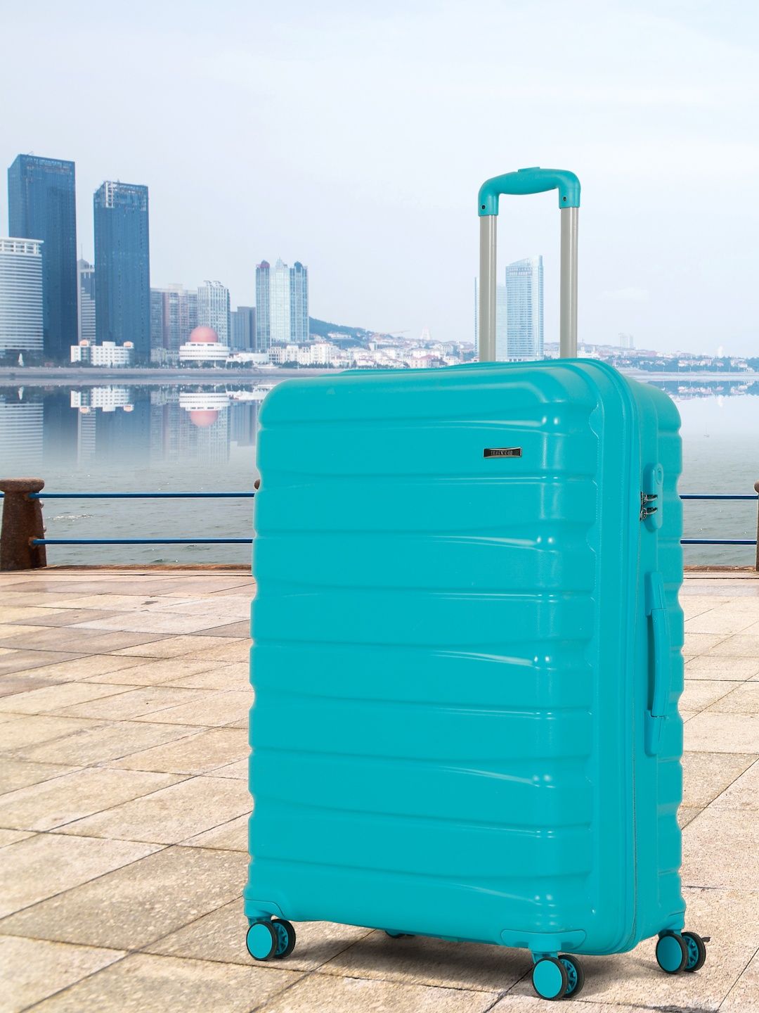 Teakwood Leathers Unisex Textured Trolley Suitcase-image-24