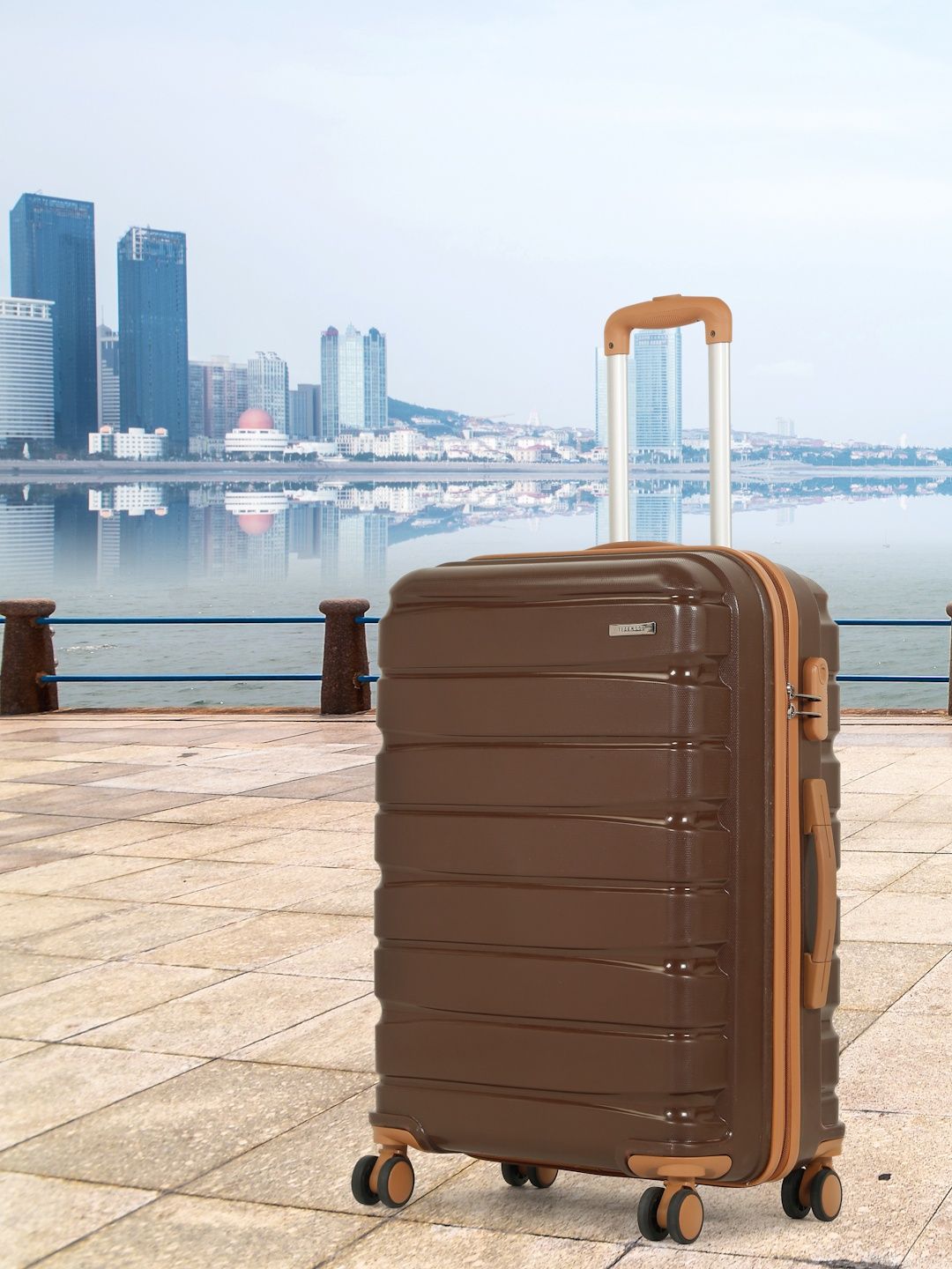 Teakwood Leathers Unisex Textured Water Resistant Medium Trolley Suitcase-picture-18