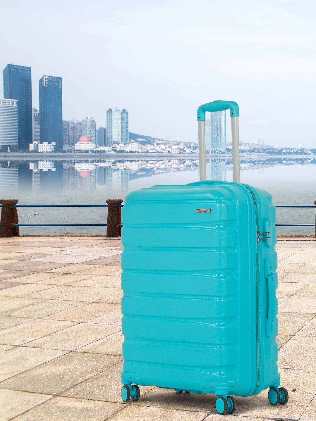 Teakwood Leathers Unisex Textured Trolley Suitcase-image-26
