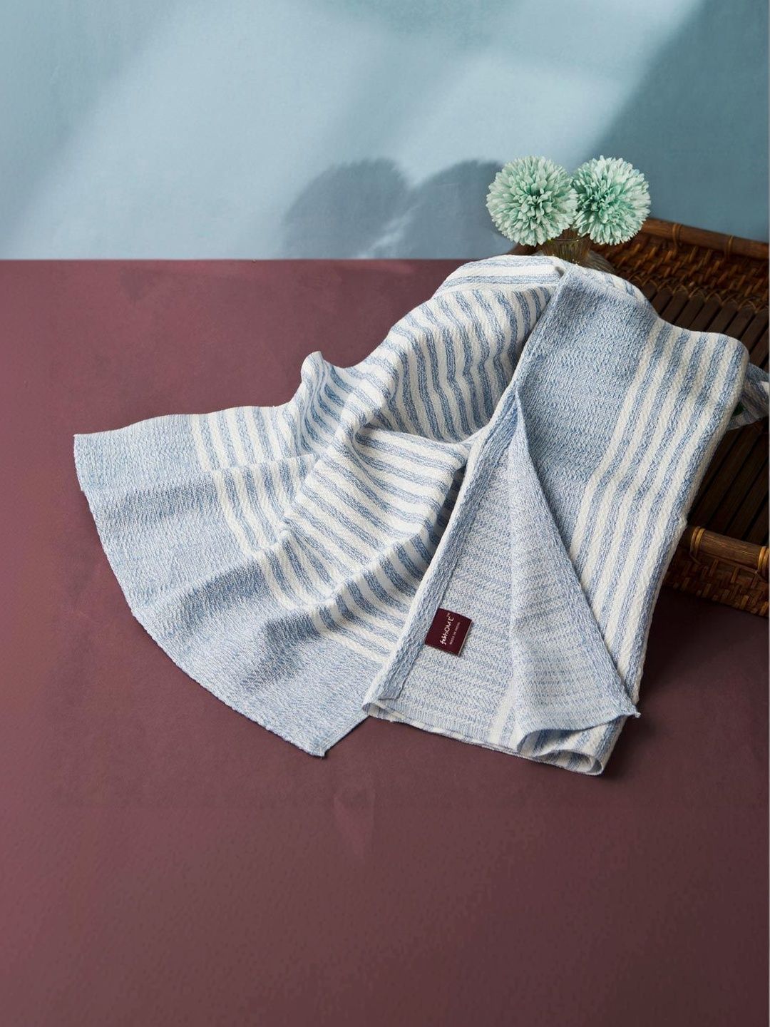 Fabindia Blue 2 Piece Striped Cotton 270 GSM Towel Set-image-49