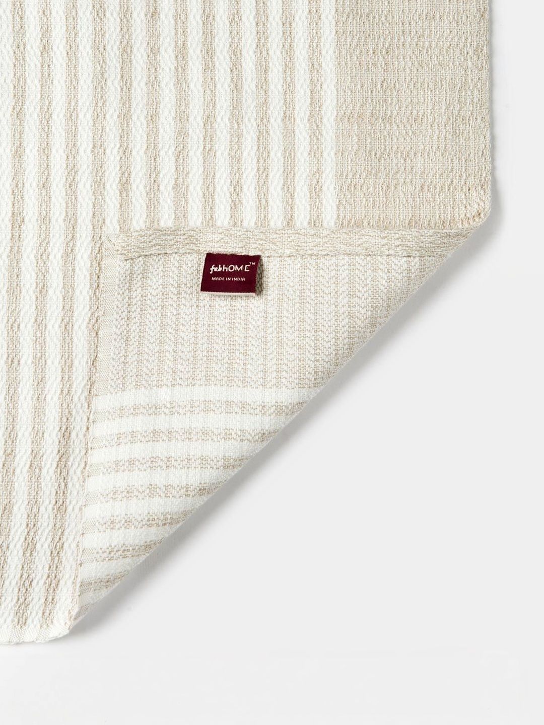 Fabindia Beige & White 2 Piece Striped Cotton 270 GSM Towel Set-picture-49