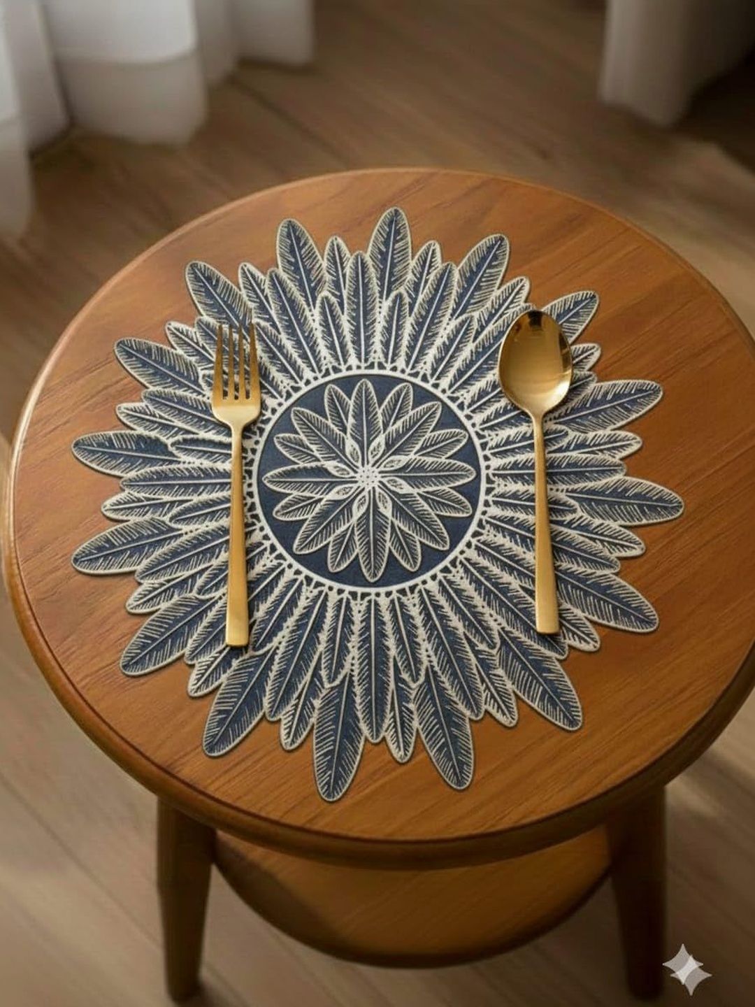 RAINBOW FURNISHINGS Set Of 4 Leafy Charcoal Dining Table Mats-picture-55