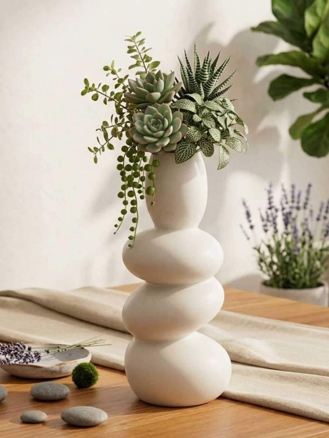 Smart Garden White Ceramic Stone Finish Flower Vase-image-22