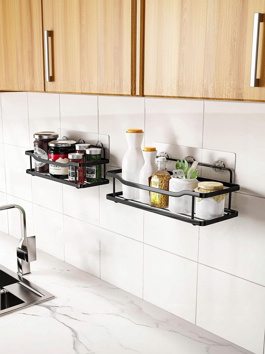 DXDT Black Set Of 2 Metal Kitchen Shelves-picture-54