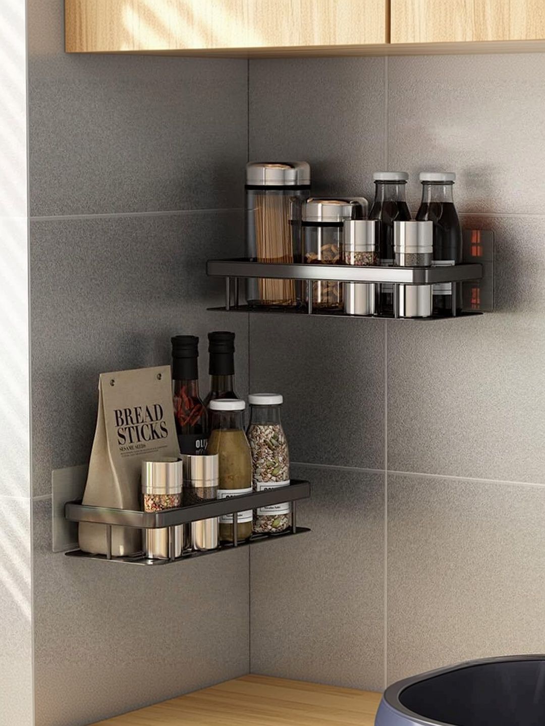 DXDT Black Set Of 2 Metal Kitchen Shelves-picture-56