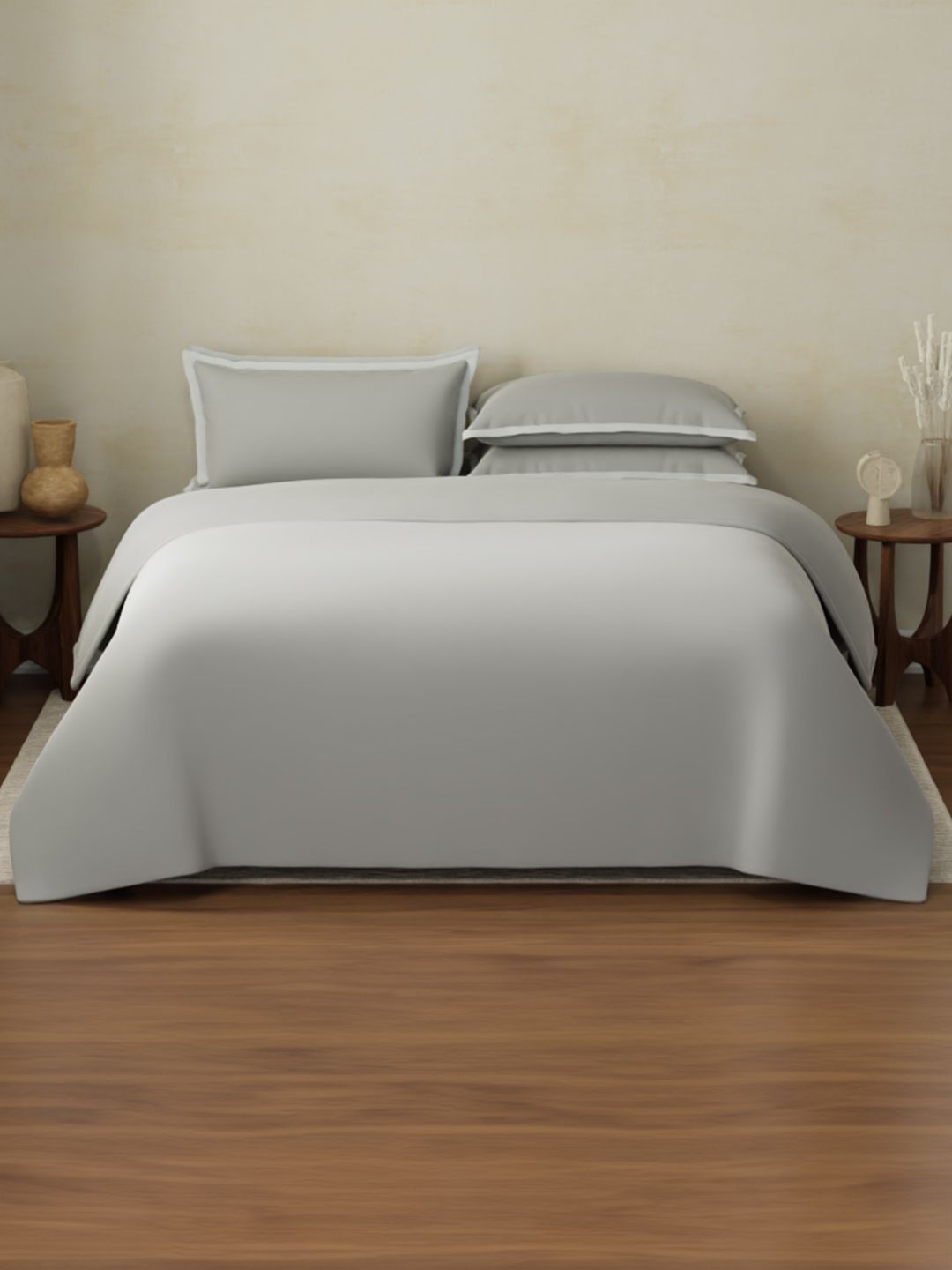 boutique living india grey cotton 6 piece double king fine bedding set