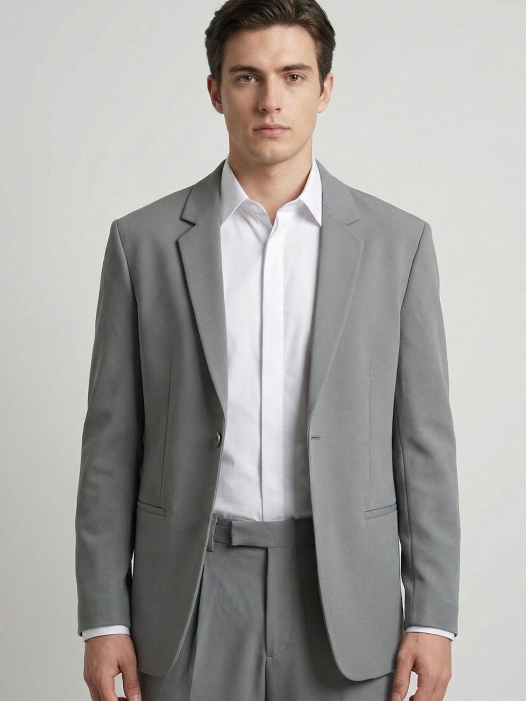 HE SPOKE Notched Lapel Single Breasted Blazer-picture-41