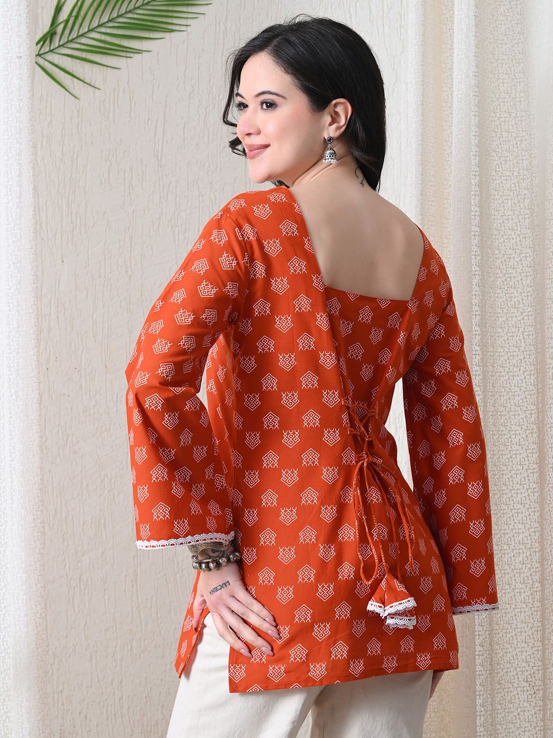 BKApparels Ethnic Motifs Printed V-Neck Pure Cotton Blend Kurti-picture-13