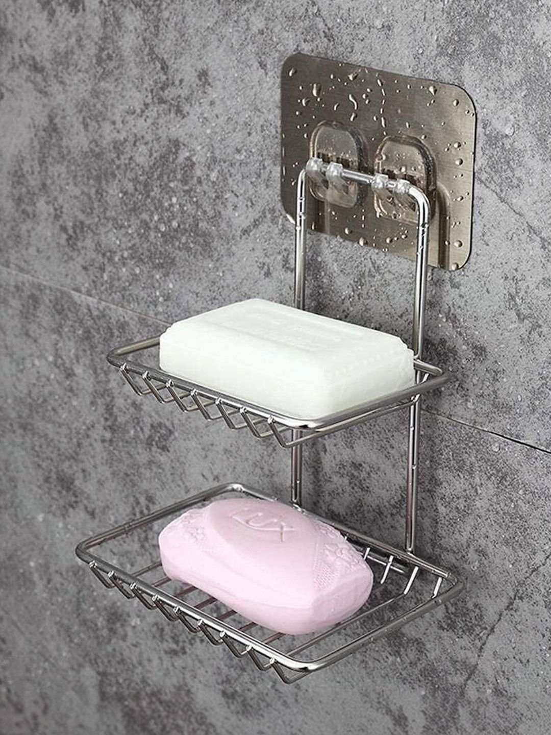 DXDT Stainless Steel Double Layer Self Adhesive Soap Holder-picture-16