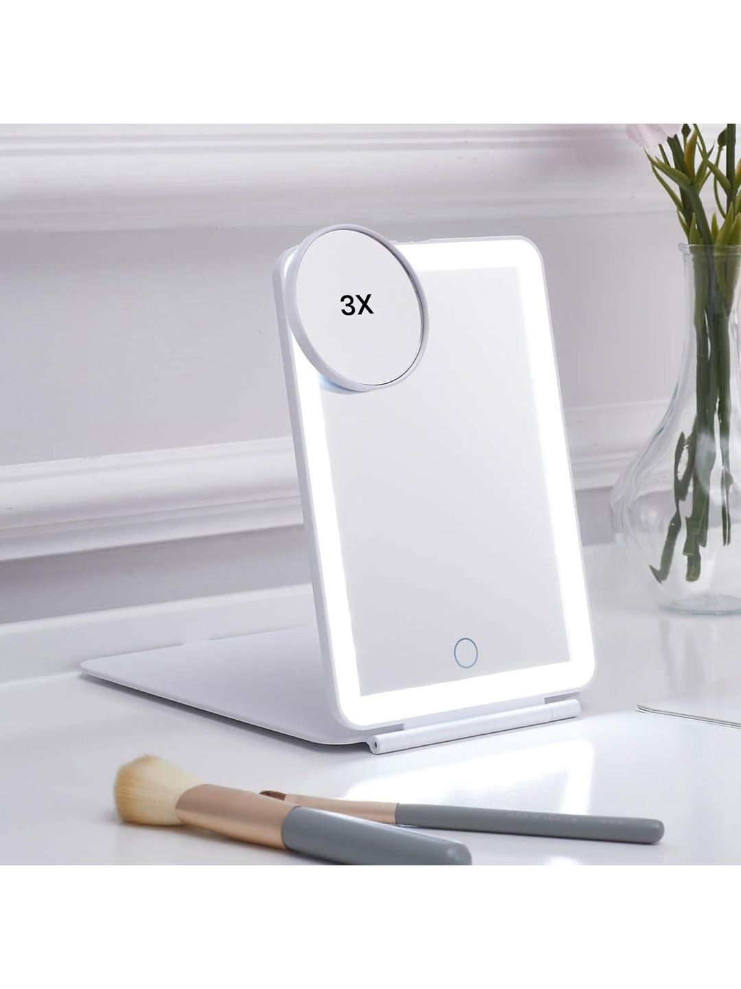 Stelliferous White Makeup Table Top Mirror-image-9