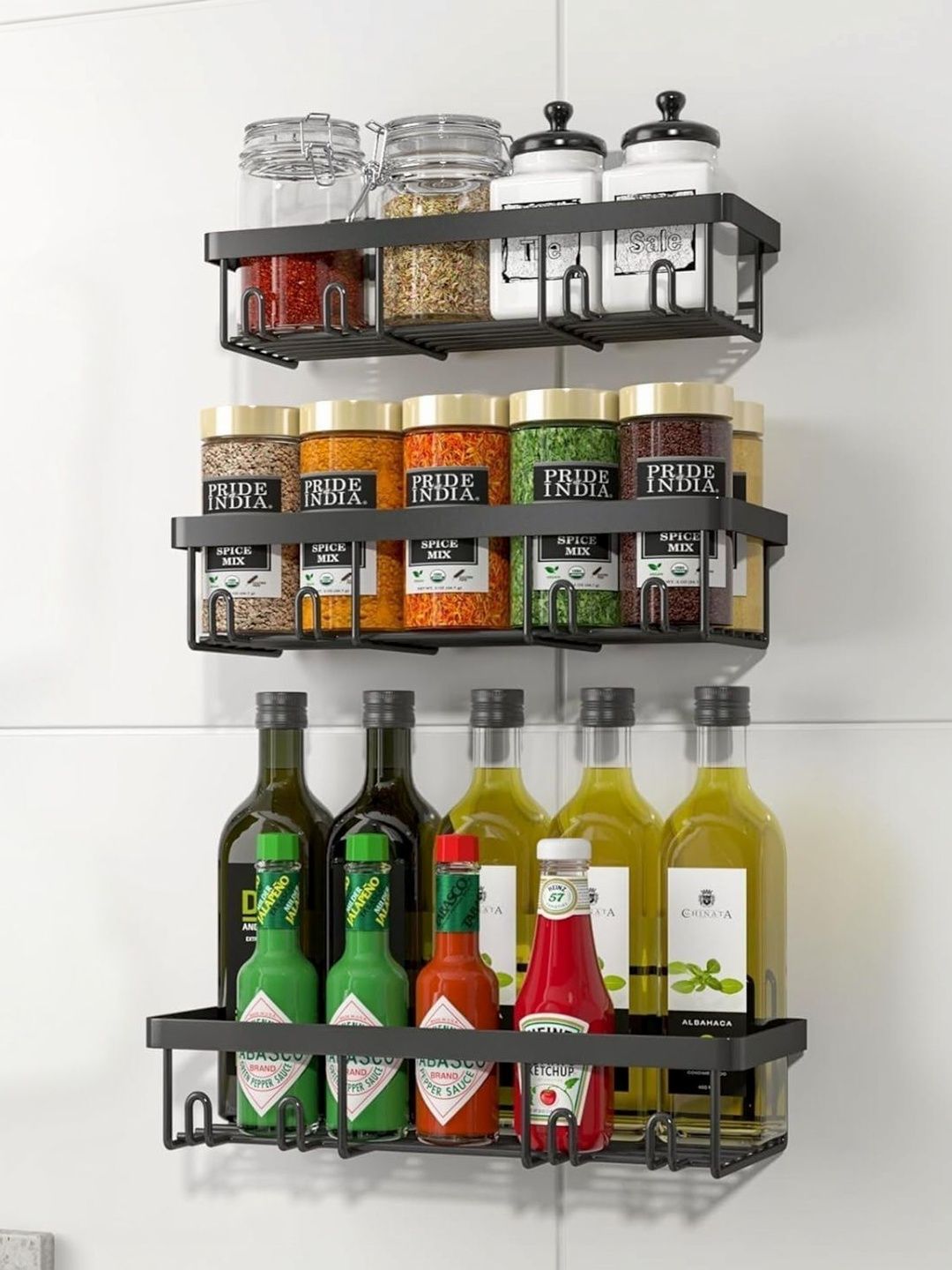DXDT Black Set Of 3 Kitchen Shelves-image-17