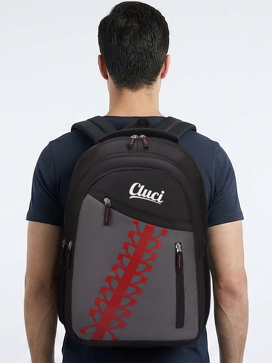 Cluci Men Graphic Contrast Detail Backpack with Compression Straps-picture-29