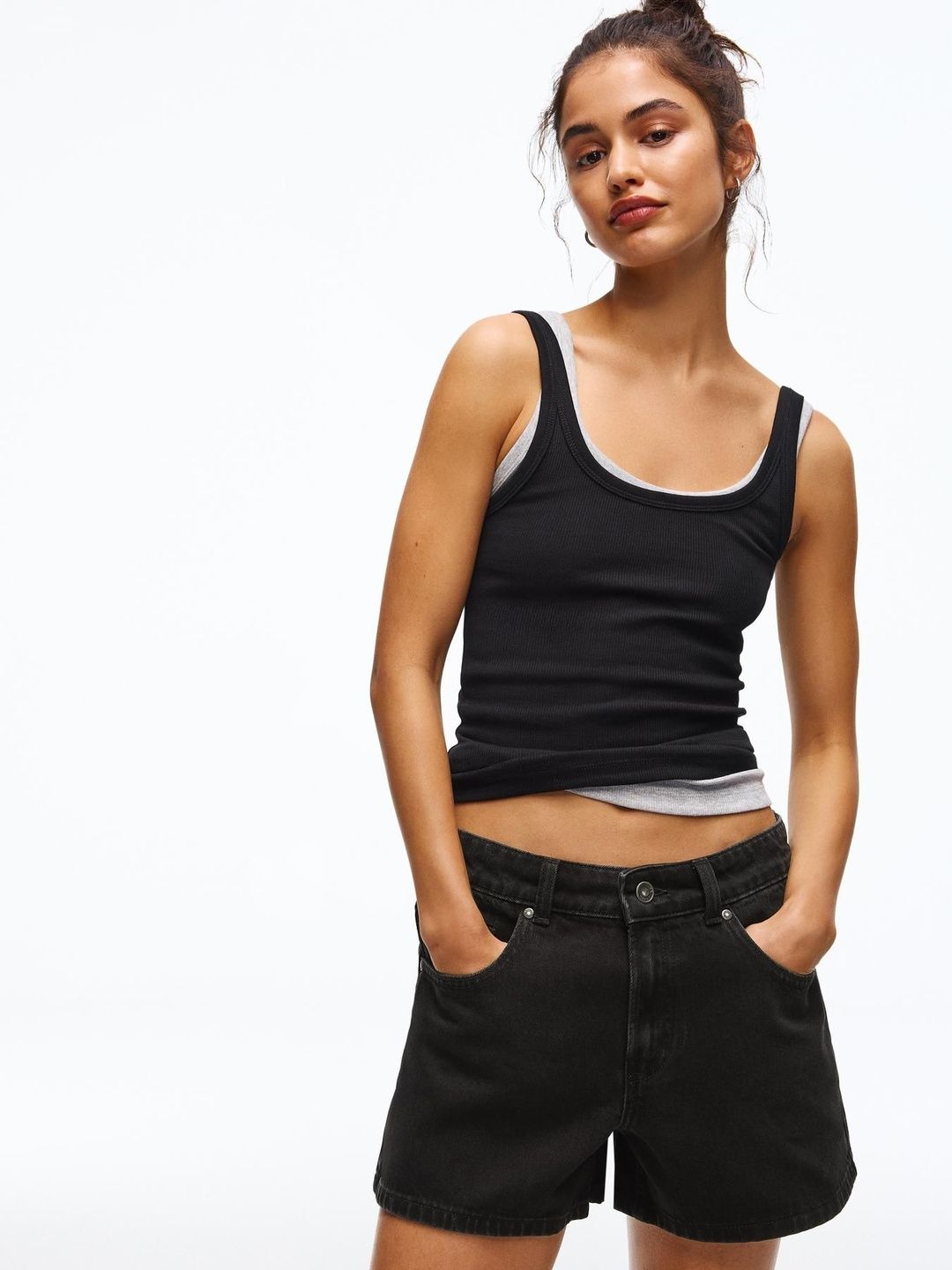 Bershka Women 90s Denim Pure Cotton Shorts-picture-44