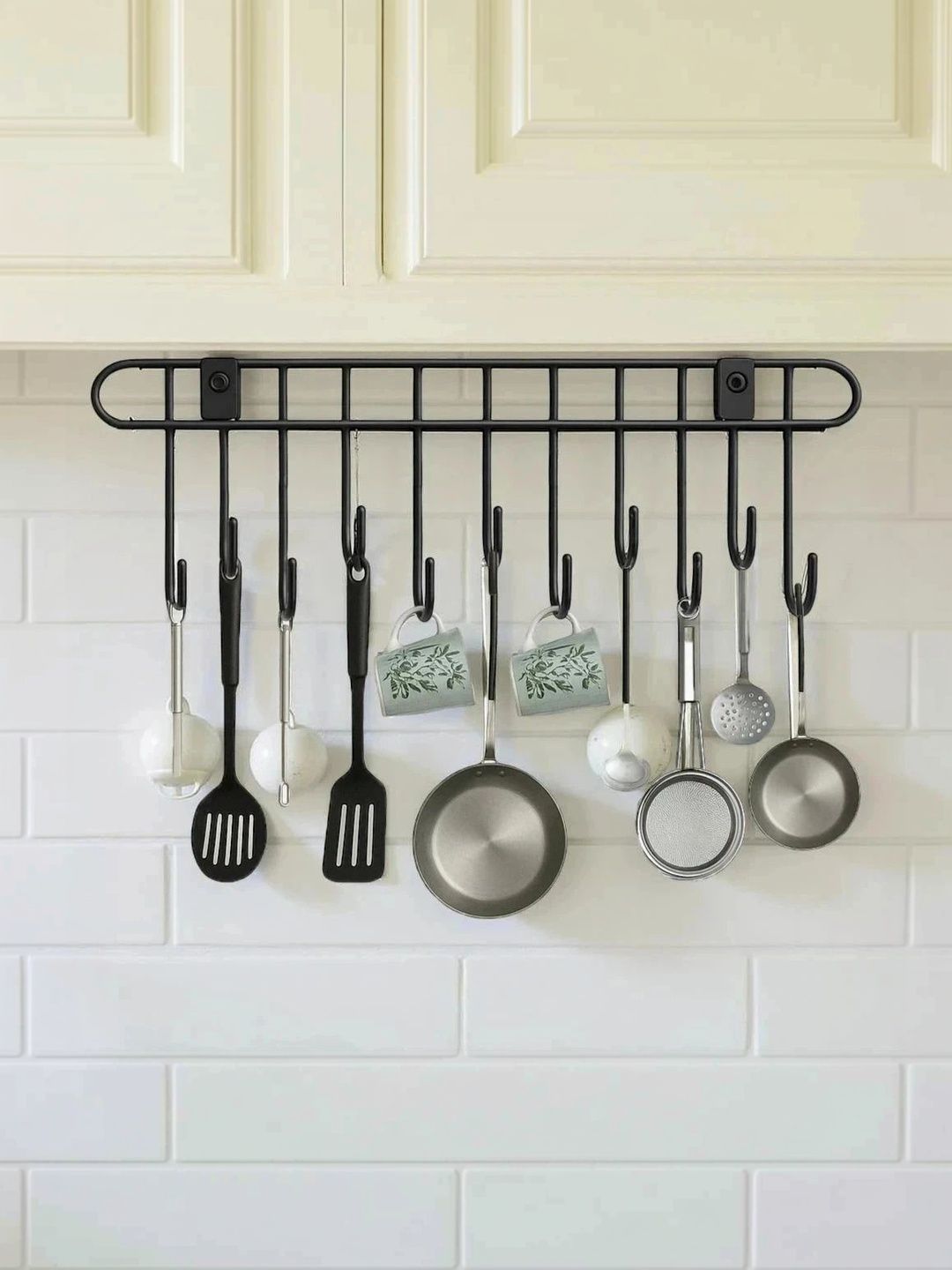DXDT Black Carbon Steel Kitchen 11 Hooks Wall Mounted Utility Holder-picture-33
