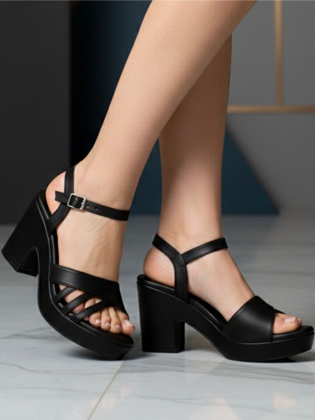 The Roadster Lifestyle Co Women Round Toe Block Sandals Heels-picture-46