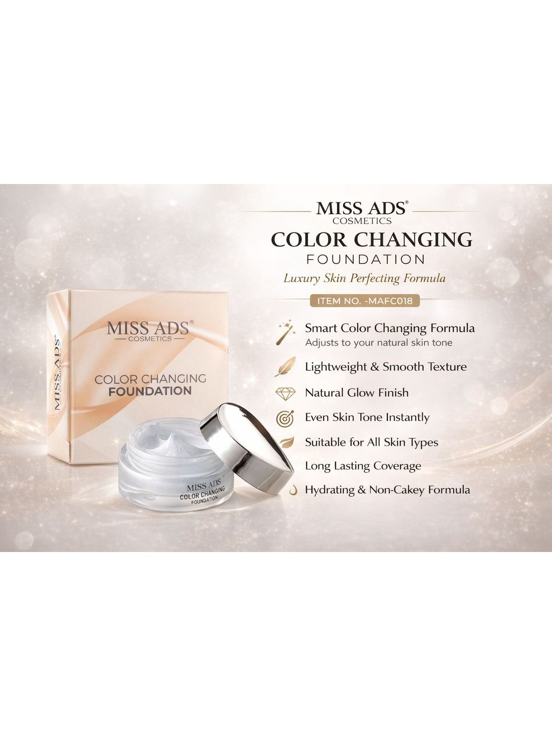 MISS ADS Colour Changing Foundation - 20 ml - C18-picture-9