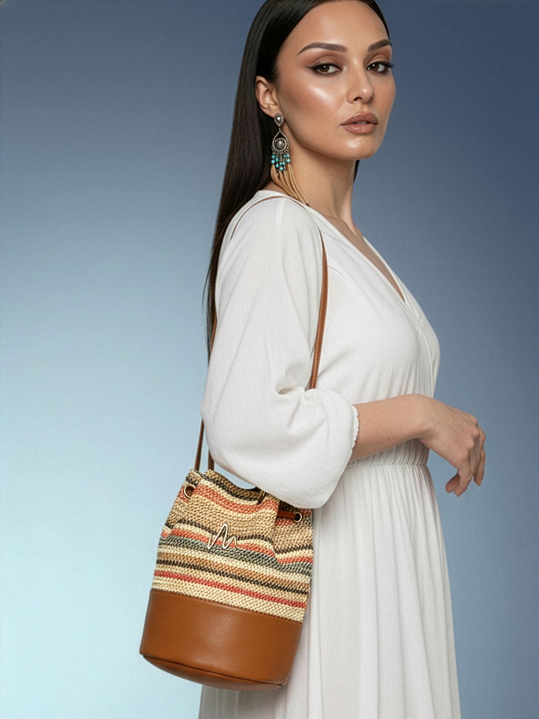 MAEJOY Multicolor Raffia Stripe Shoulder Bag-picture-15