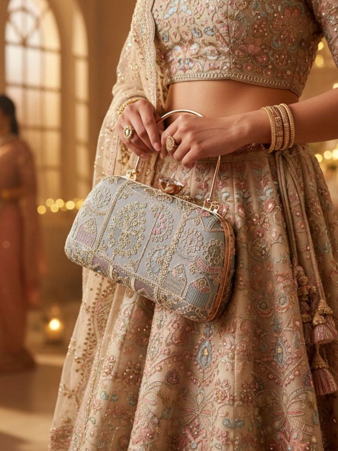 FOR THE BEAUTIFUL YOU Embroidered Box Clutch-picture-20